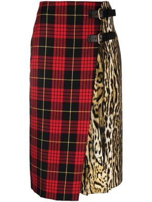 Roberto Cavalli jupe mi-longue à mélange d'imprimés - Rouge