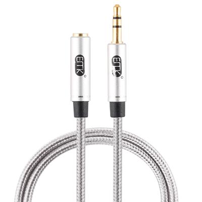 EMK 3 5 mm mannelijk naar vrouwelijk vergulde plug katoen gevlochten audio kabel voor spreker/notebooks/koptelefoon lengte: 0 5 m (grijs)