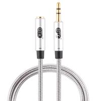 EMK 3 5 mm mannelijk naar vrouwelijk vergulde plug katoen gevlochten audio kabel voor spreker/notebooks/koptelefoon lengte: 0 5 m (grijs)