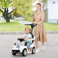3-in-1 Loopauto met Duwstang Loopvoertuig Duwauto met Opbergruimte Loopauto Wit