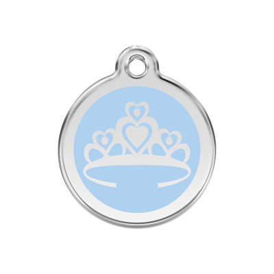 Crown Light Blue roestvrijstalen hondenpenning medium/gemiddeld dia. 3 cm - Reddingo