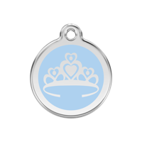 Crown Light Blue roestvrijstalen hondenpenning medium/gemiddeld dia. 3 cm - Reddingo
