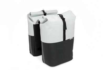 New Looxs Nyborg Dubbele Fietstas 34 Liter Lichtgrijs/Zwart