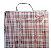 Mega/jumbo/XXL boodschappentas/shopper rood geruit 55 x 30 cm van kunststof - thumbnail