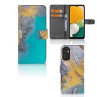 Samsung Galaxy A14 5G | Bookcase | Marble Blue Gold Samsung Galaxy A14 5G | Bookcase | Marble Blue Gold