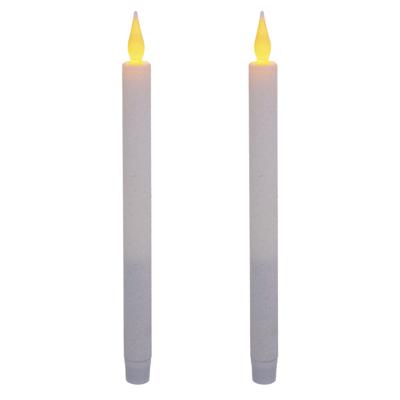 LED dinerkaarsen - 2x stuks - wit - glitter - H28 cm - kaarsen - kerstdiner - kerststukje