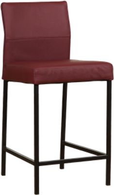 Donkerrode leren moderne barkruk Bright - poot vierkant zwart - Toledo Leer Bordeaux (donkerrood leer)