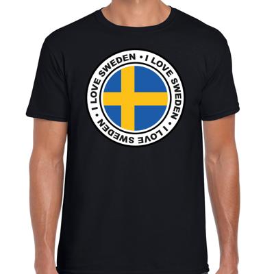 Verkleed T-shirt voor heren - I love Zweden - zwart - voetbal supporter - themafeest