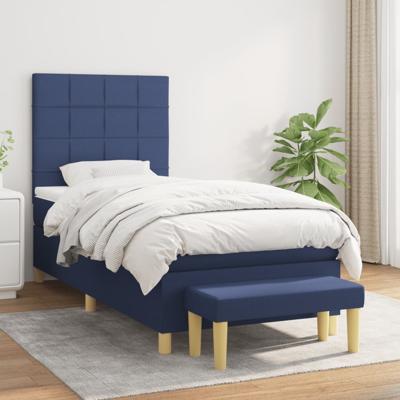 Boxspring met matras stof blauw 100x200 cm
