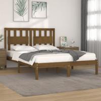 Bedframe massief grenenhout honingbruin 200x200 cm