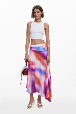 Asymmetrische lange rok met verloop - MATERIAL FINISHES - XS