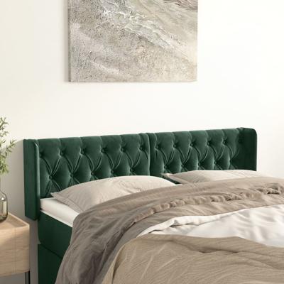 Hoofdbord met randen 147x16x78/88 cm fluweel donkergroen