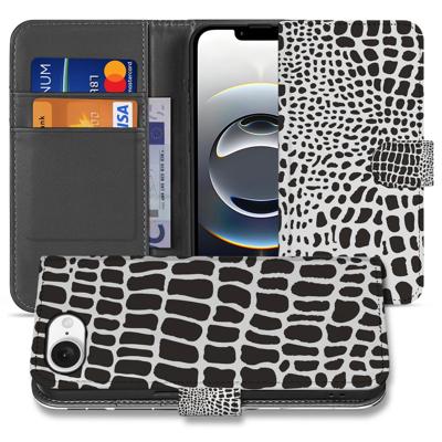 iPhone 16e | Telefoonhoesje | Met pasjeshouder | Slangenprint