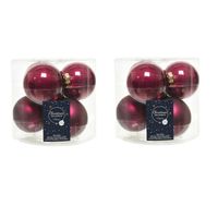 12x stuks glazen kerstballen framboos roze (magnolia) 8 cm mat/glans - Kerstbal - thumbnail