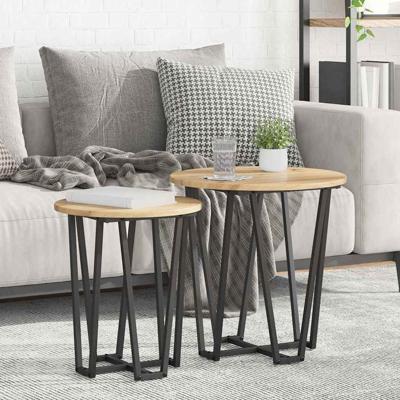Bijzettafelset 2 pcs Artisan Eiken en Zwart 50 x 50 x 50.5 cm