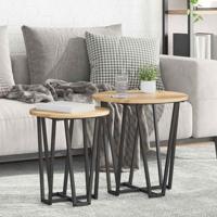 Bijzettafelset 2 pcs Artisan Eiken en Zwart 50 x 50 x 50.5 cm