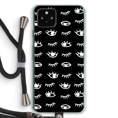 Eye pattern #3: Pixel 5a 5G Transparant Hoesje met koord