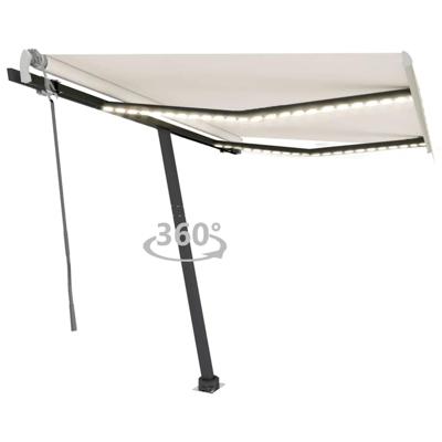 Luifel handmatig uittrekbaar met LED 300x250 cm crèmekleurig