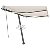 Luifel handmatig uittrekbaar met LED 300x250 cm crèmekleurig