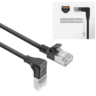ACT DA3902 U/FTP CAT6A LSZH Slimline Patchkabel | RJ45 Connectoren Recht naar 90° Haaks Rechts | Zwart | 2 meter