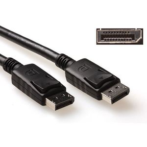 ACT AK3978 4K DisplayPort kabel | Male/Male | Power Pin 20 aangesloten | Zwart | 1 meter