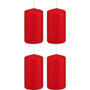 Cilinderkaars/stompkaars - 4x - rood - 5 x 10 cm - 23 branduren