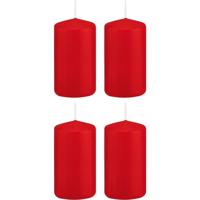 Cilinderkaars/stompkaars - 4x - rood - 5 x 10 cm - 23 branduren