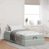 Bedframe met matras met opslag Lichtgrijs 90 x 200 cm Fluweel