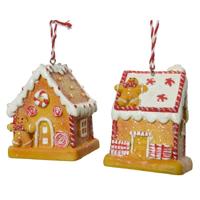 Kersthanger snoephuisje polyresin H7,5cm