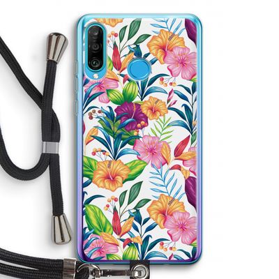Tropisch 2: Huawei P30 Lite Transparant Hoesje met koord
