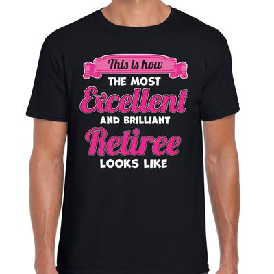 Cadeau/verkleed T-shirt heren - zwart/roze - Pensioen - leukste collega - afscheid