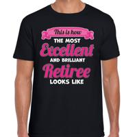 Cadeau/verkleed T-shirt heren - zwart/roze - Pensioen - leukste collega - afscheid