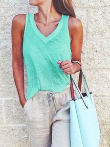 Women Solid Shift Casual Sleeveless Shirt & Top