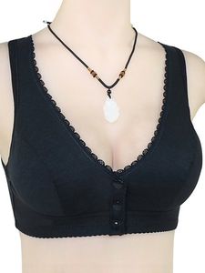 Ladies Soft Cotton Tank Top No Steel Rim Front Open Button Bra