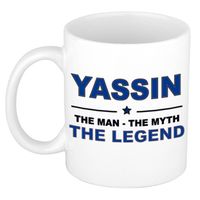 Naam cadeau mok/ beker Yassin The man, The myth the legend 300 ml - Naam mokken