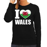 I love Wales sweater / trui zwart voor dames I love Wales sweater / trui zwart voor dames