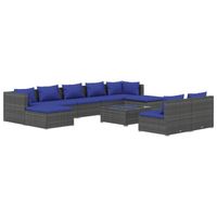 The Living Store Loungeset - PE-rattan - Grijs - 70 x 70 x 60.5 cm - Modulair design