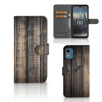 Nokia C12 | Book Style Case | Steigerhout | Portemonnee hoesje