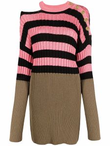 Balmain robe colour block en maille nervurée - Rose