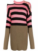 Balmain robe colour block en maille nervurée - Rose - thumbnail