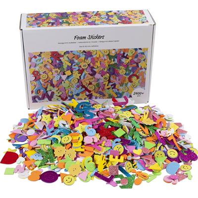 Creativ Company Foam stickers, emoji&apos;s, geometrische vormen, letters en cijfers, zelfklevend, afm 10-40 mm, ca. 2460 div, diverse kleuren, 2640 stuk/ 1 doos