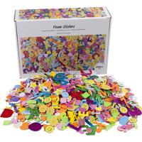 Creativ Company Foam stickers, emoji&apos;s, geometrische vormen, letters en cijfers, zelfklevend, afm 10-40 mm, ca. 2460 div, diverse kleuren, 2640 stuk/ 1 doos