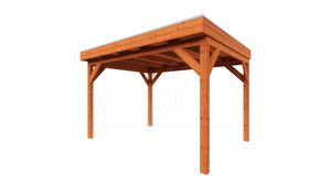 Trendhout Overkapping Casa 375x330 cm- Plat dak- Onbehandeld lariks Douglas hout- Trendhout
