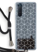 Zwart-witte kubussen: Sony Xperia 5 II Transparant Hoesje met koord