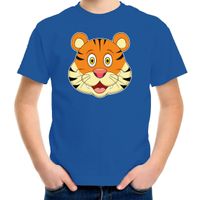 Cartoon tijger t-shirt blauw voor jongens en meisjes - Cartoon dieren t-shirts kinderen - thumbnail