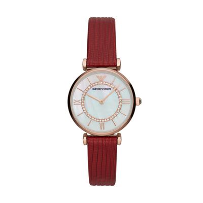 Horlogeband Armani AR11322 Leder Rood 14mm