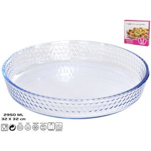 Glazen ovenschaal-serveerschaal rond 32 x 32 cm - Ovenschotel oven serveerschaal van glas