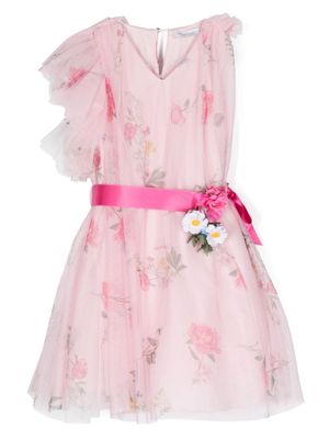 Monnalisa robe fleurie à col v - Rose