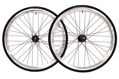 Santafixie 30mm Wielset + Binnenbanden + Banden - Zilver/Zwart Santafixie 30mm Wielset + Binnenbanden + Banden - Zilver/Zwart