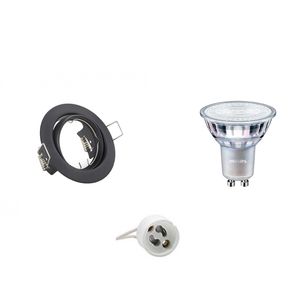 LED Spot Set - GU10 Fitting - Inbouw Rond - Mat Zwart - Kantelbaar Ø83mm - Philips - MASTER 927 36D VLE - 3.7W - Warm Wit 2200K-2700K - DimTone Dimbaar